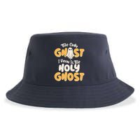 The Only Ghost I Know Is The Hold Ghost Christian Halloween Sustainable Bucket Hat