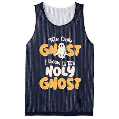 The Only Ghost I Know Is The Hold Ghost Christian Halloween Mesh Reversible Basketball Jersey Tank