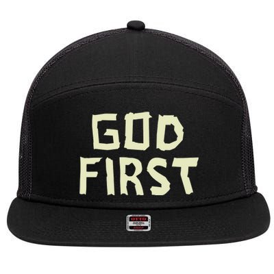 Taped Off God First 7 Panel Mesh Trucker Snapback Hat