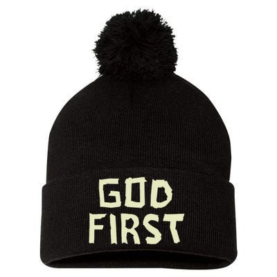 Taped Off God First Pom Pom 12in Knit Beanie