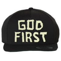 Taped Off God First Wool Snapback Cap