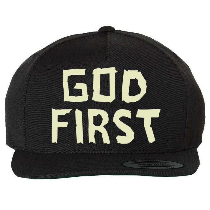 Taped Off God First Wool Snapback Cap