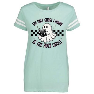 The Only Ghost I Know Is The Holy Ghost Funny Boo Bible Enza Ladies Jersey Football T-Shirt