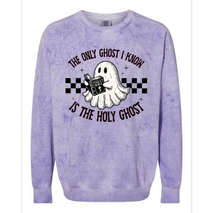 The Only Ghost I Know Is The Holy Ghost Funny Boo Bible Colorblast Crewneck Sweatshirt