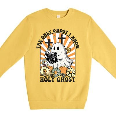 The Only Ghost I Know Is The Holy Ghost Funny Boo Bible Premium Crewneck Sweatshirt