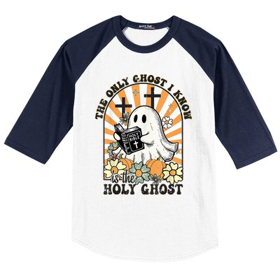 The Only Ghost I Know Is The Holy Ghost Funny Boo Bible Baseball Sleeve Shirt