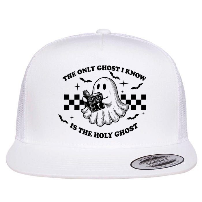 The Only Ghost I Know Is The Holy Ghost Halloween Flat Bill Trucker Hat