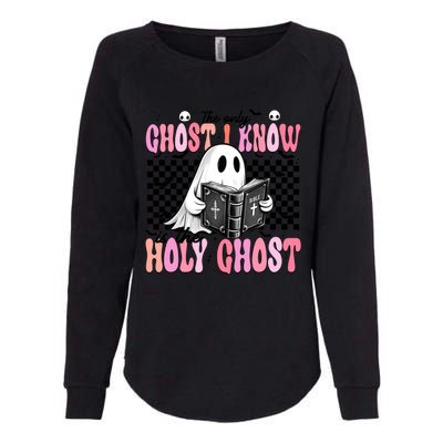 The Only Ghost I Know Is The Holy Ghost Funny Halloween Funny Gift Womens California Wash Sweatshirt