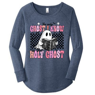 The Only Ghost I Know Is The Holy Ghost Funny Halloween Funny Gift Women's Perfect Tri Tunic Long Sleeve Shirt