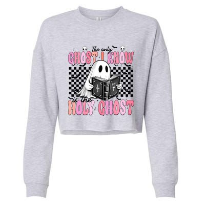 The Only Ghost I Know Is The Holy Ghost Funny Halloween Funny Gift Cropped Pullover Crew