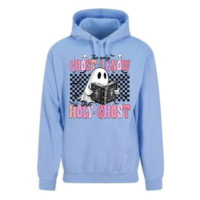 The Only Ghost I Know Is The Holy Ghost Funny Halloween Funny Gift Unisex Surf Hoodie