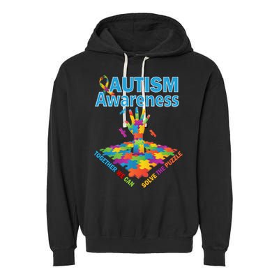 Together We Can Solve The Puzzle Autism Awareness Garment-Dyed Fleece Hoodie