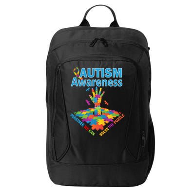 Together We Can Solve The Puzzle Autism Awareness City Backpack