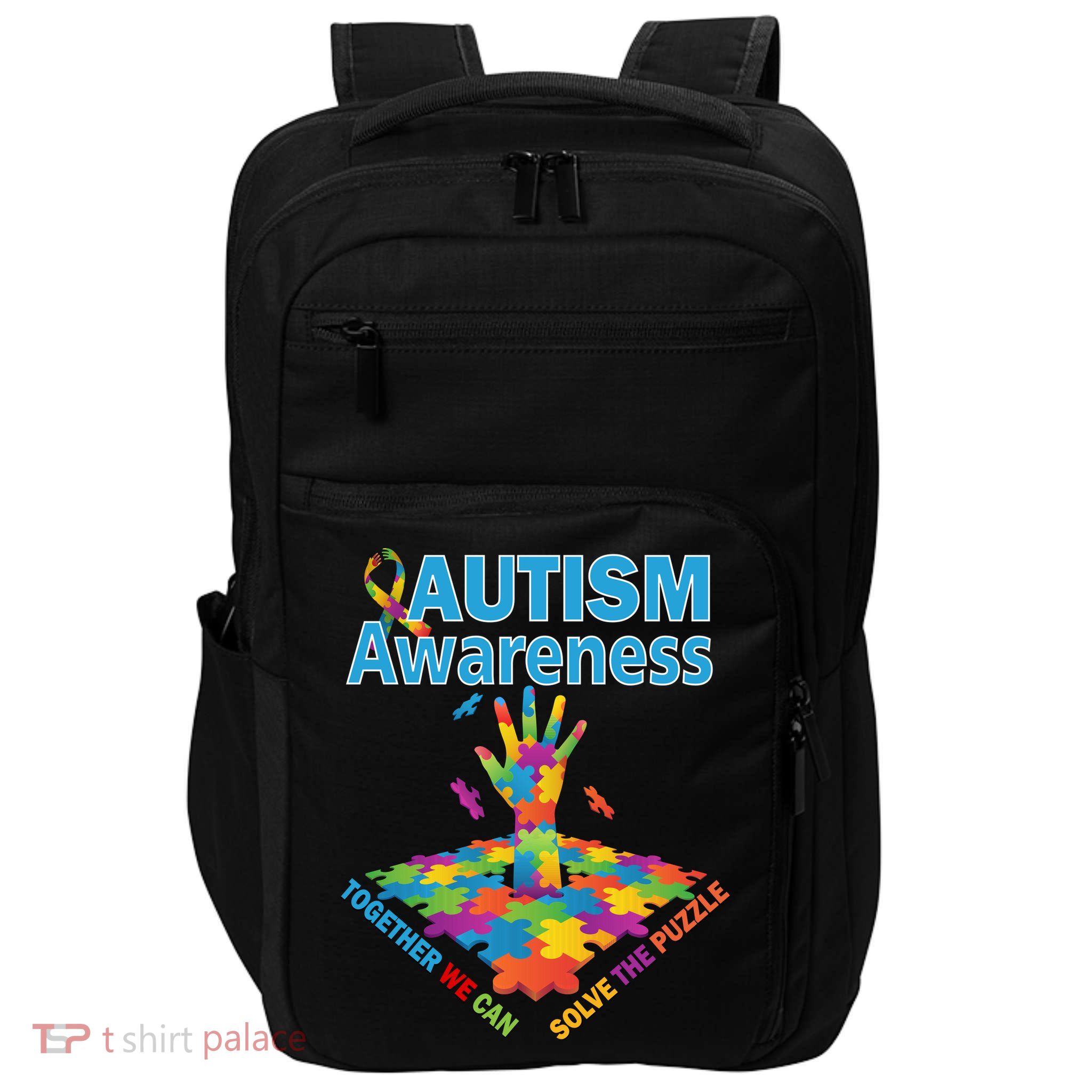 Together We Can Solve The Puzzle Autism Awareness Impact Tech Backpack