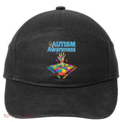 Together We Can Solve The Puzzle Autism Awareness 7-Panel Snapback Hat