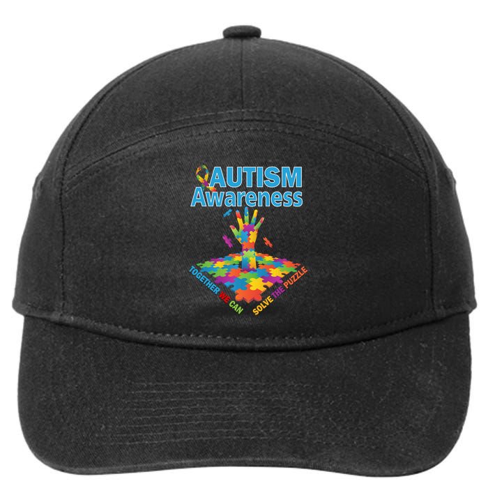 Together We Can Solve The Puzzle Autism Awareness 7-Panel Snapback Hat