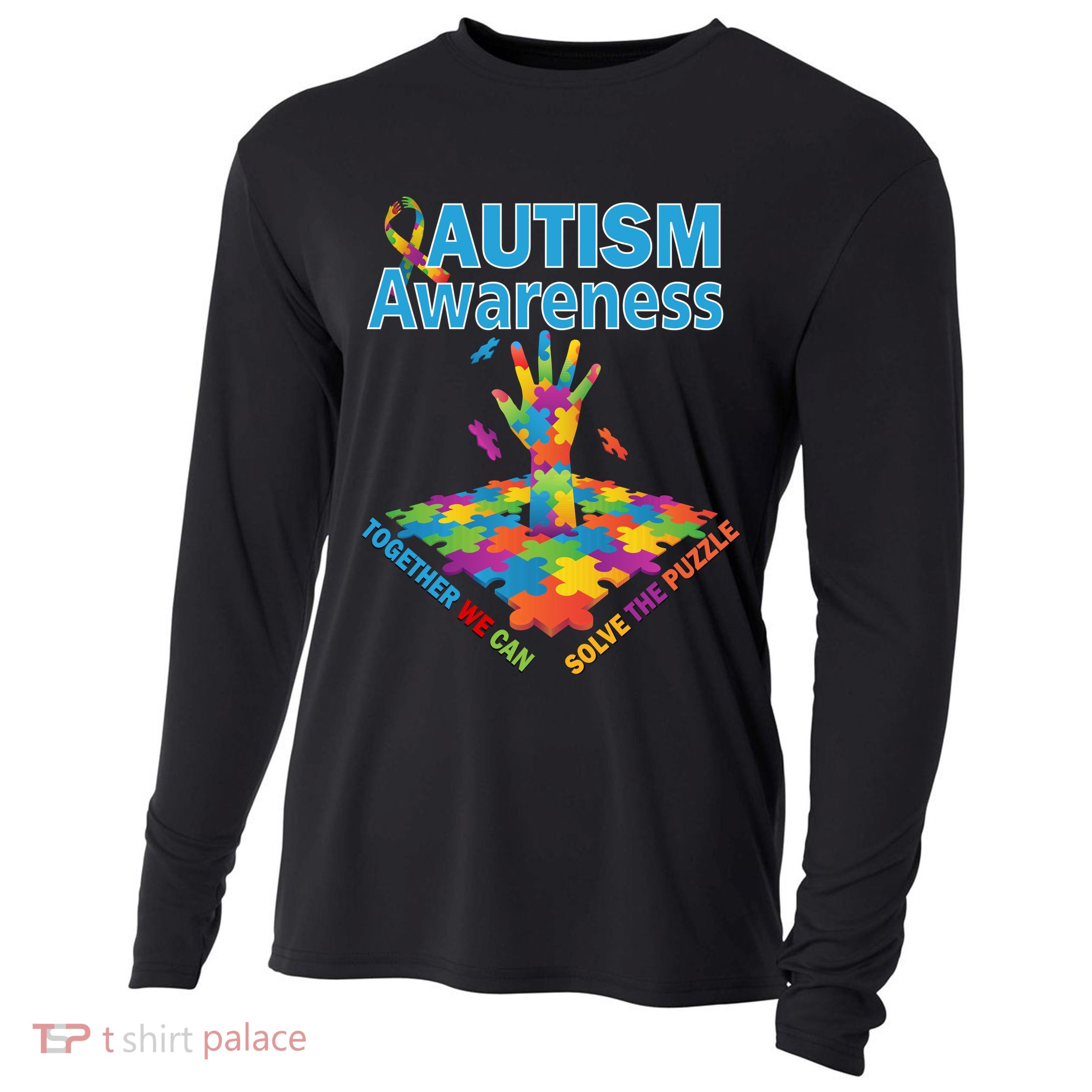 Together We Can Solve The Puzzle Autism Awareness Cooling Performance Long Sleeve Crew