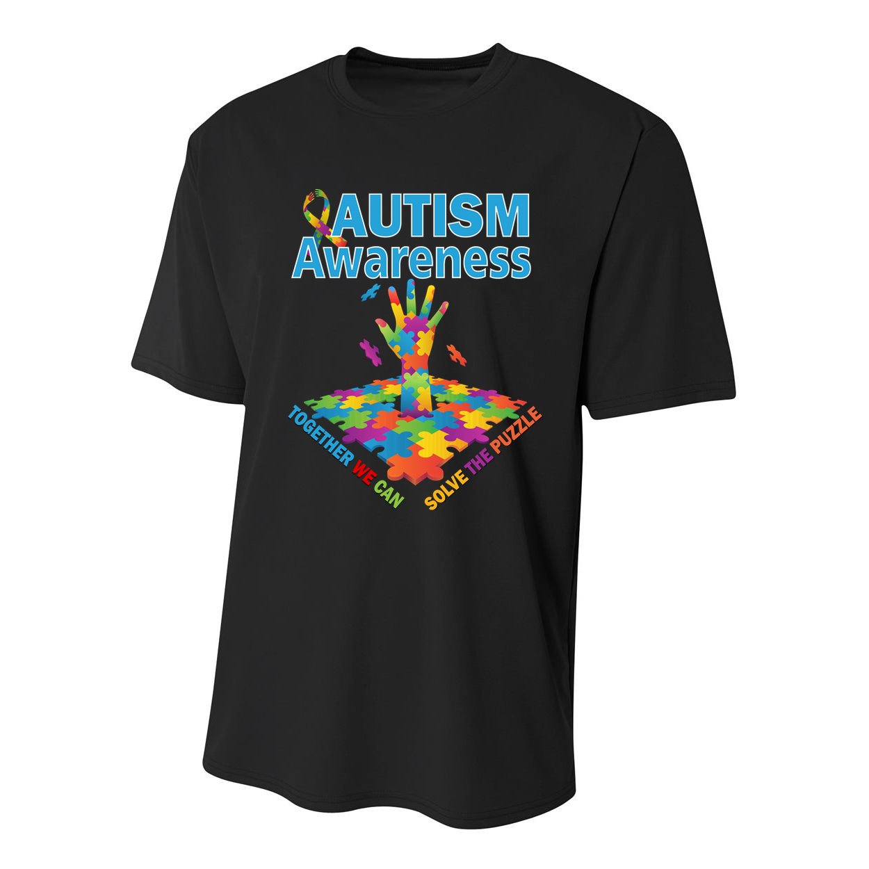 Together We Can Solve The Puzzle Autism Awareness Youth Performance Sprint T-Shirt