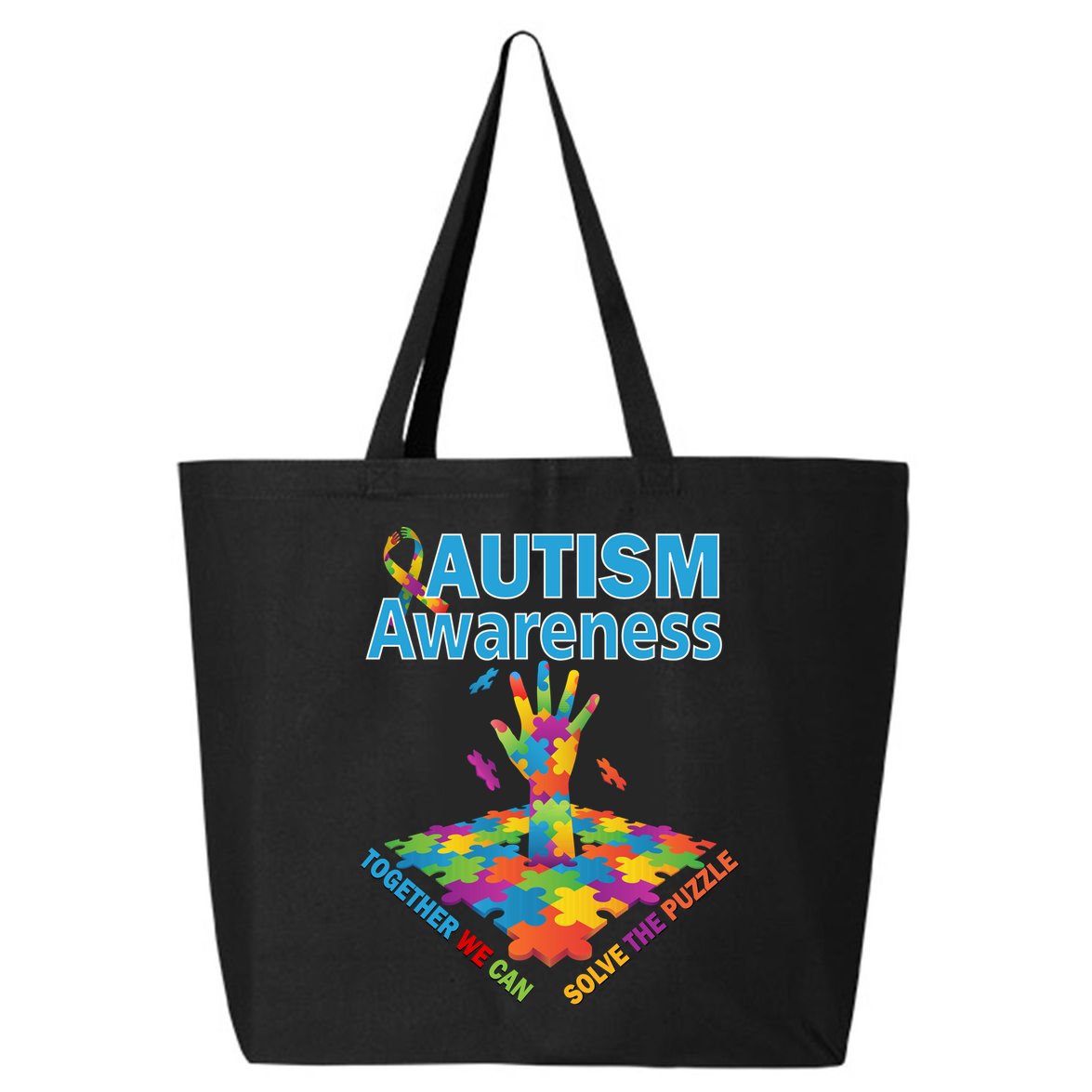Together We Can Solve The Puzzle Autism Awareness 25L Jumbo Tote