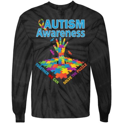 Together We Can Solve The Puzzle Autism Awareness Tie-Dye Long Sleeve Shirt