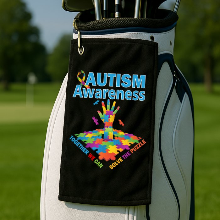 Together We Can Solve The Puzzle Autism Awareness Golf Towel