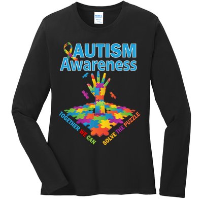 Together We Can Solve The Puzzle Autism Awareness Ladies Long Sleeve Shirt