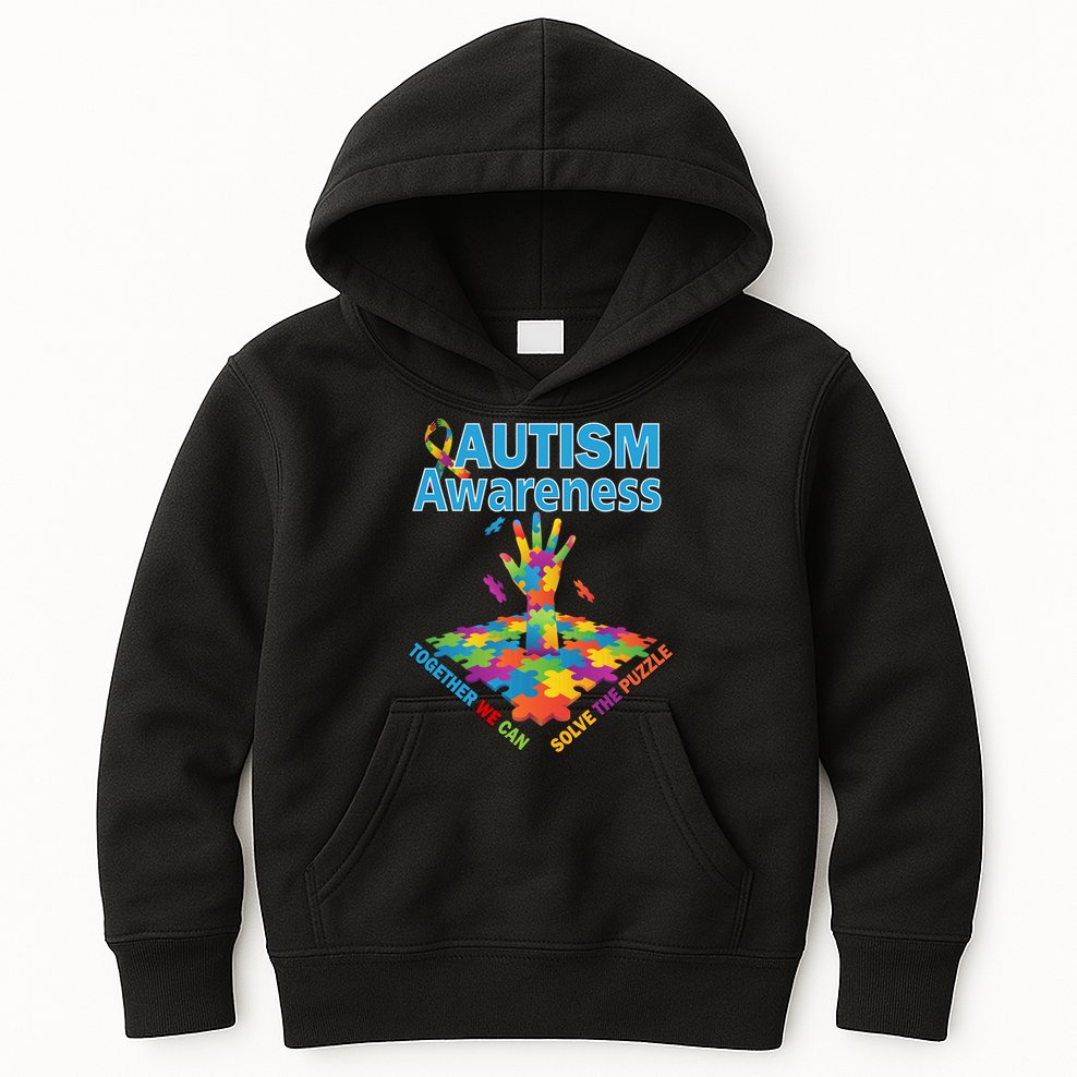 Together We Can Solve The Puzzle Autism Awareness Kids Hoodie