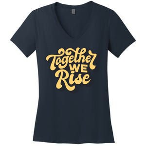 Together We Rise Retro Women's V-Neck T-Shirt