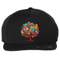 Tree Of Hope Autism Awareness Funny Support Puzzle Great Gift Wool Snapback Cap