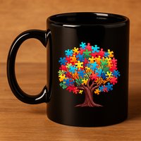 Tree Of Hope Autism Awareness Funny Support Puzzle Great Gift 11oz C Handle Ceramic Mug