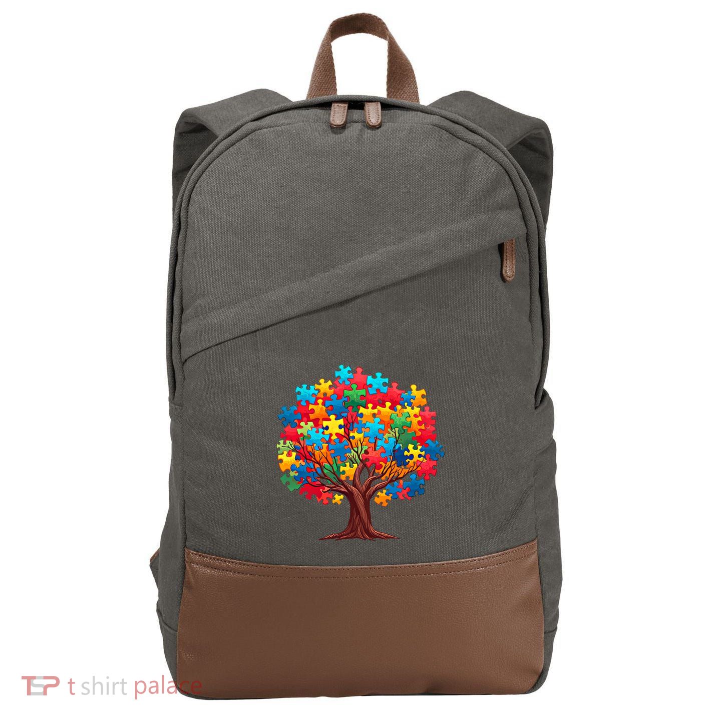Tree Of Hope Autism Awareness Funny Support Puzzle Great Gift Cotton Canvas Backpack