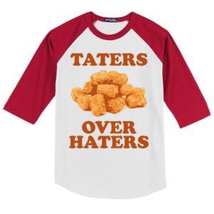 Taters Over Haters Funny Food Kids Colorblock Raglan Jersey