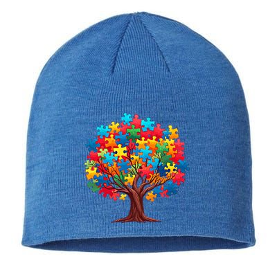 Tree Of Hope Autism Awareness Funny Support Puzzle Great Gift Sustainable Beanie