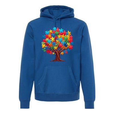 Tree Of Hope Autism Awareness Funny Support Puzzle Great Gift Premium Hoodie