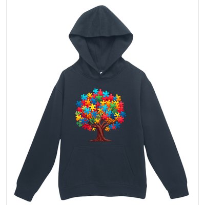 Tree Of Hope Autism Awareness Funny Support Puzzle Great Gift Urban Pullover Hoodie