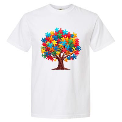 Tree Of Hope Autism Awareness Funny Support Puzzle Great Gift Garment-Dyed Heavyweight T-Shirt