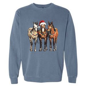 Trio Of Horses Christmas Horse Cowboy Xmas Western Country Garment-Dyed Sweatshirt