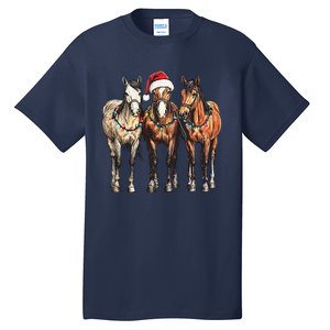 Trio Of Horses Christmas Horse Cowboy Xmas Western Country Tall T-Shirt