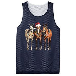 Trio Of Horses Christmas Horse Cowboy Xmas Western Country Mesh Reversible Basketball Jersey Tank