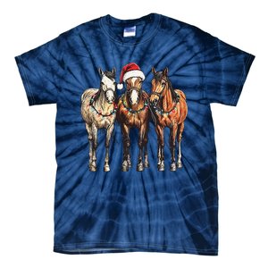 Trio Of Horses Christmas Horse Cowboy Xmas Western Country Tie-Dye T-Shirt