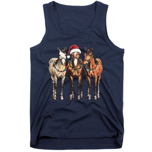 Trio Of Horses Christmas Horse Cowboy Xmas Western Country Tank Top