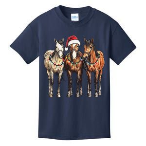 Trio Of Horses Christmas Horse Cowboy Xmas Western Country Kids T-Shirt