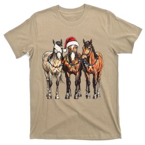 Trio Of Horses Christmas Horse Cowboy Xmas Western Country T-Shirt