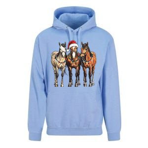 Trio Of Horses Christmas Horse Cowboy Xmas Western Country Unisex Surf Hoodie