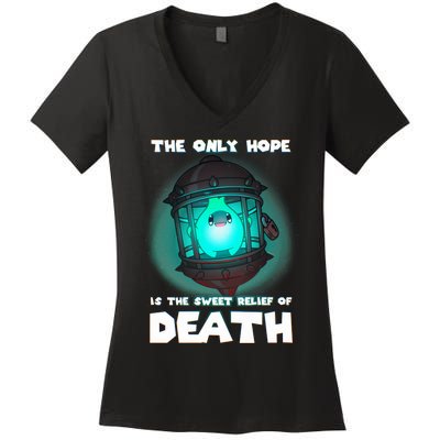 The Only Hope Is The Sweet Relief Of Death Luma Star Women's V-Neck T-Shirt