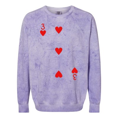 Three Of Hearts Deck Of Cards Playing Cards Halloween Poker Colorblast Crewneck Sweatshirt