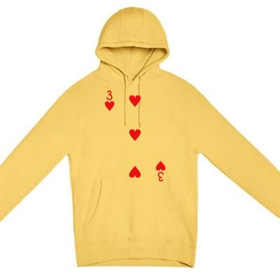 Three Of Hearts Deck Of Cards Playing Cards Halloween Poker Premium Pullover Hoodie