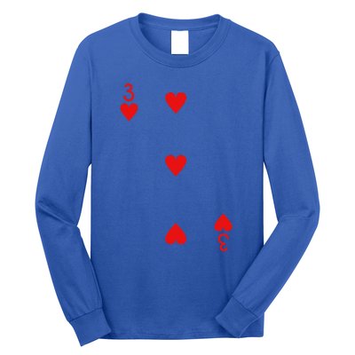 Three Of Hearts Deck Of Cards Playing Cards Halloween Poker Long Sleeve Shirt