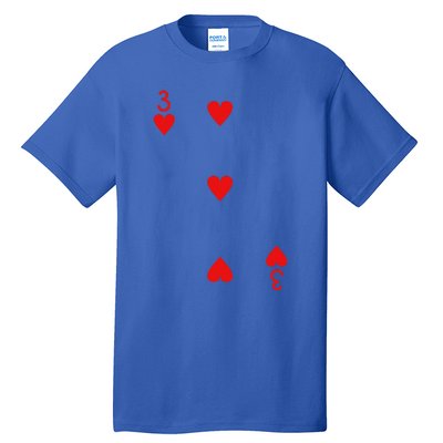 Three Of Hearts Deck Of Cards Playing Cards Halloween Poker Tall T-Shirt