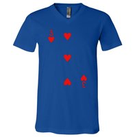 Three Of Hearts Deck Of Cards Playing Cards Halloween Poker V-Neck T-Shirt